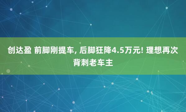 创达盈 前脚刚提车, 后脚狂降4.5万元! 理想再次背刺老车主